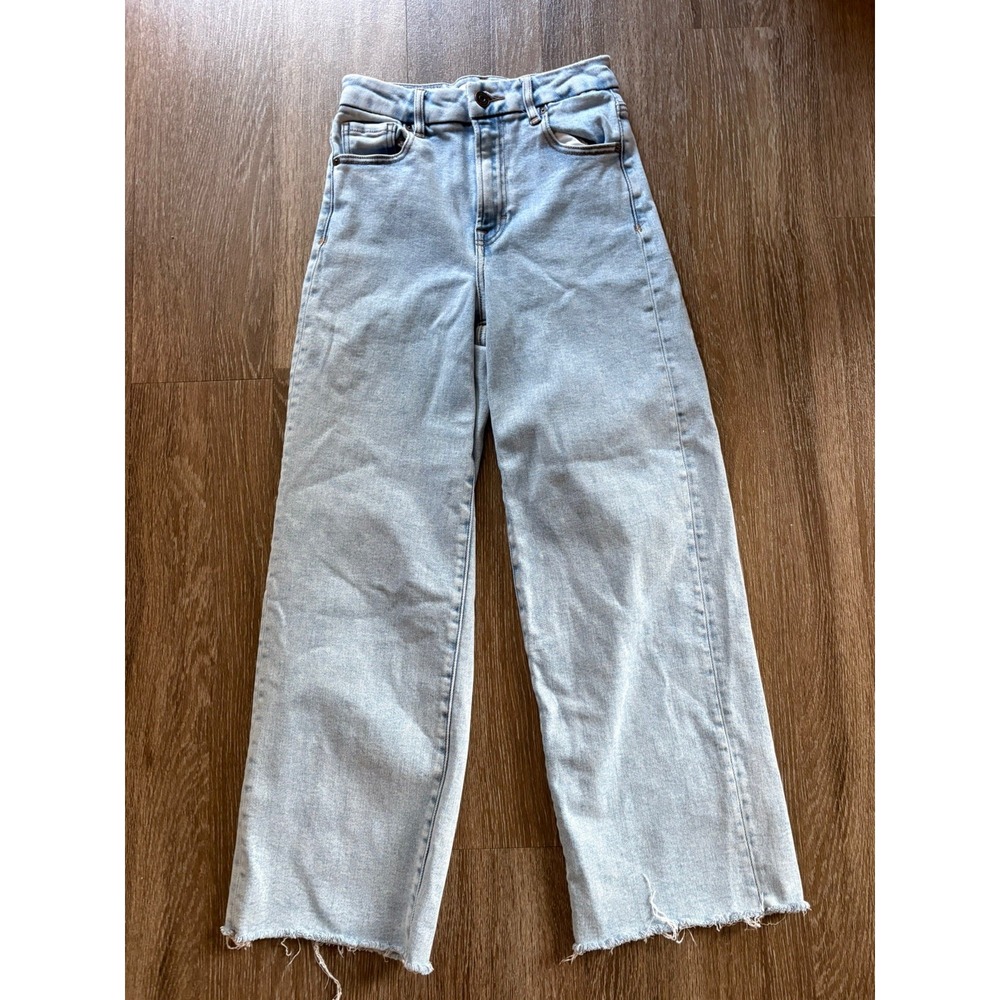 Hidden Los Angeles Jeans Womens size 24 Light Wash Wide Leg Raw Hem Denim Pants